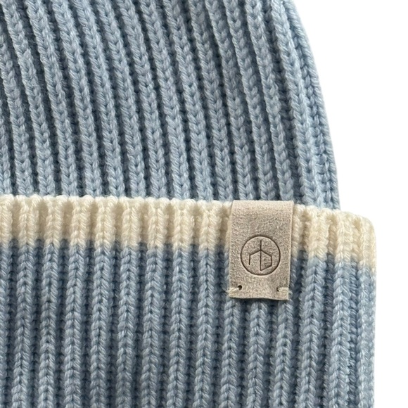 Rag & Bone Addison Striped Wool Beanie Light Blue Cream - Picture 3 of 5